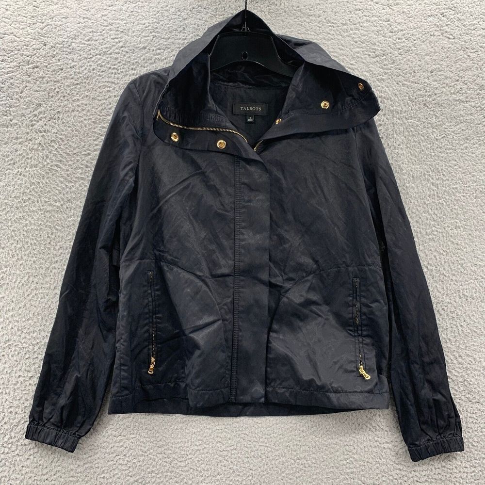 TALBOTS Jacket Womens Size 2 Black Full Zip
